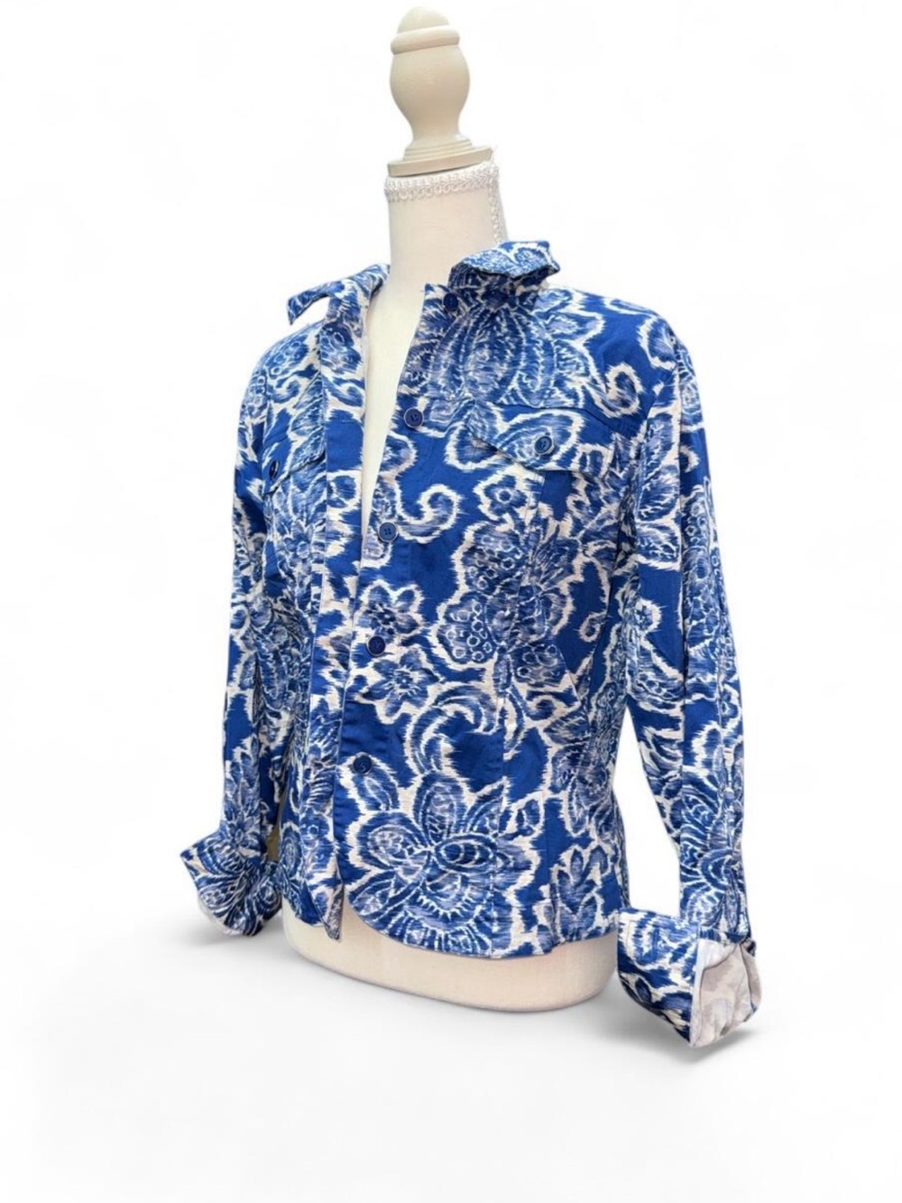 Vintage Blue and White Floral Paisley Jacket
